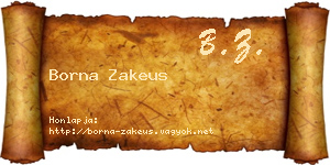 Borna Zakeus névjegykártya